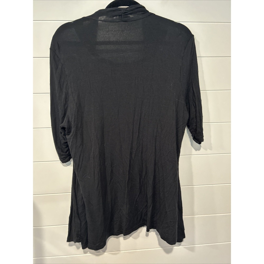 Kim Rogers Womens Black Ruffle Layered Look Cardigan Tank Top Blue Abstract Med - Picture 4 of 6